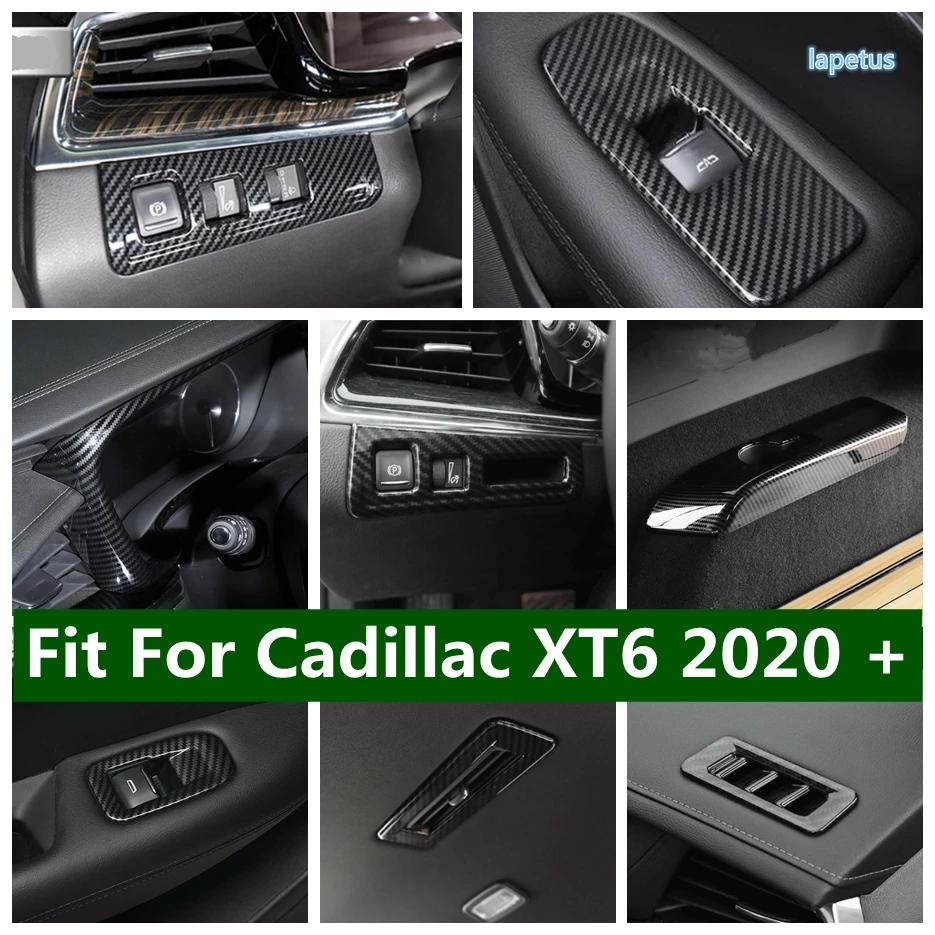 

Central Control Buttons Panel / AC Outlet / Water Cup Holder Cover Trim For Cadillac XT6 2020 - 2022 Carbon Fiber Accessories