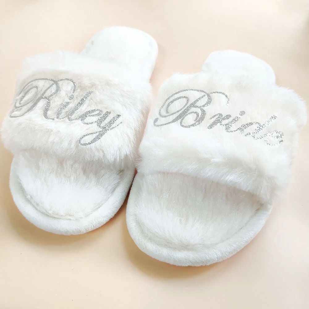 Personalized Coral Slippers for Wedding, Custom Bridesmaid Slippers for Bride,Bridal Shower, Hen Night, Bachelorette Party Gifts