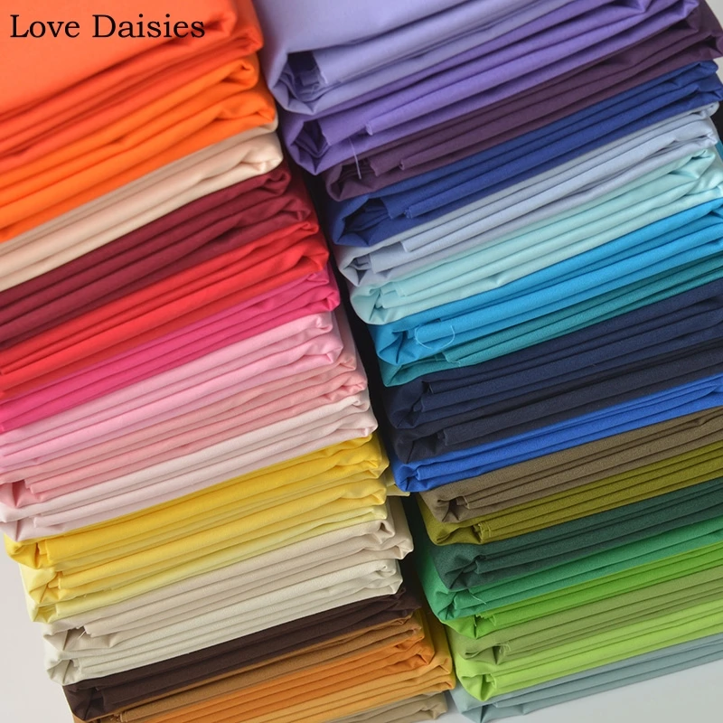 WHITE BLACK PINK GRAY YELLOW BLUE KHAKI Solid Color Poplin 100% Cotton Plain Fabric for DIY Summer Dress Shirt Blouse Top Quilt