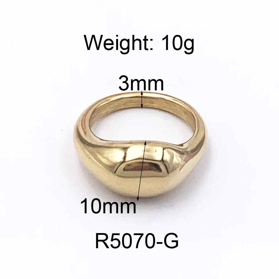 New 316L Stainless Steel Chubby Rings For Women Simplicity Water Drop Croissant Chain Ring Band Jewelry Wedding Party Rings Gift