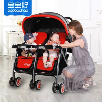 Twin Stroller Can Sit Lying Collapsible Trolley Lightweight Baby Stroller Baby Car Seat Cover