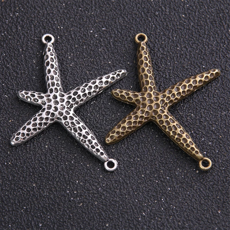 6pieces/lot 33*50mm Antique   Alloy Starfish Charms Starfish Connectors for Bracelets