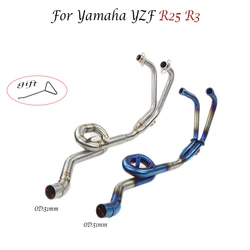 51mm Motorcycle Exhaust Middle Pipe And Front Link Pipe Full System For Yamaha YZF R25 R3 MT03 MT-03 Slip On Stainless Steel