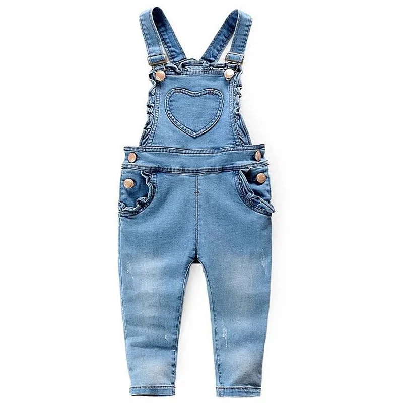 Kids Denim Jumpsuit Back To School New Fashion Children Overalls Jeans Heart Patten Design Kids Pants Boys Girls Jeans Trousers