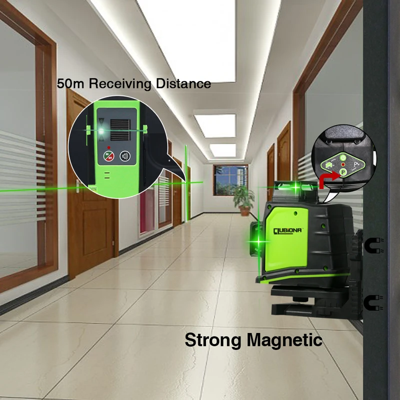 Clubiona CE certificated 3D Self-Leveling Laser Level with 360 degrees German Brand Laser Diode Super Powerful green Laser Line