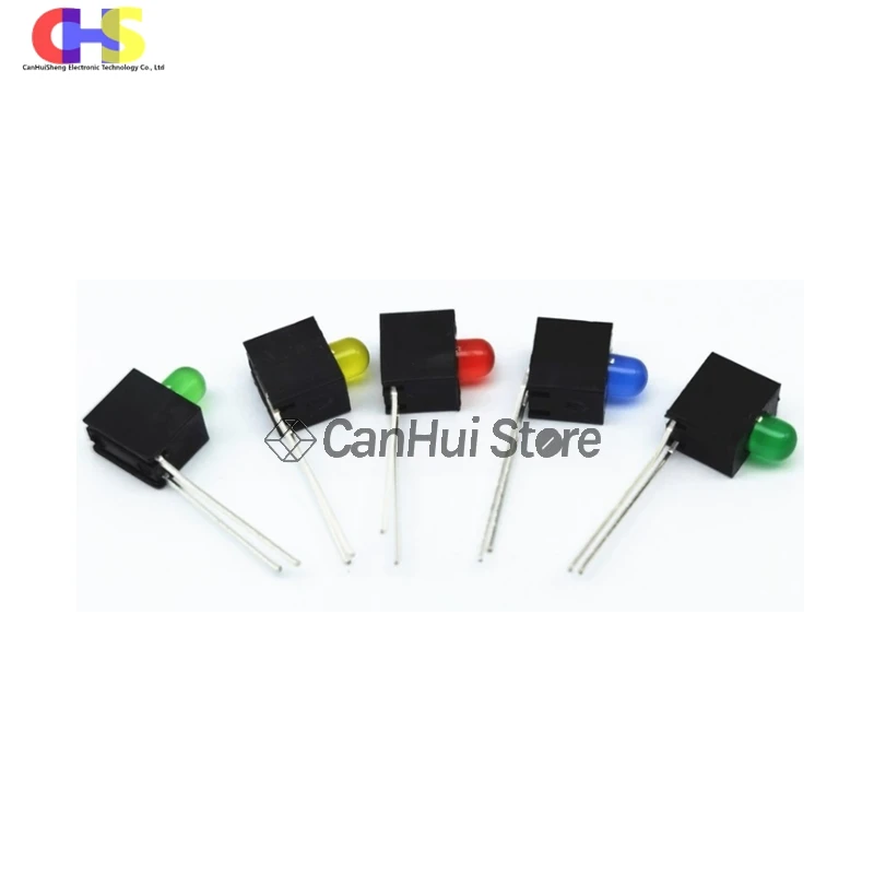 10Pcs F3 3Mm Led Enkel Gat Lamphouder Met Lamp Kraal 90 Graden Buigen Pcb Vaste Houder F3 in-Line Signaal Iuminous Indicator