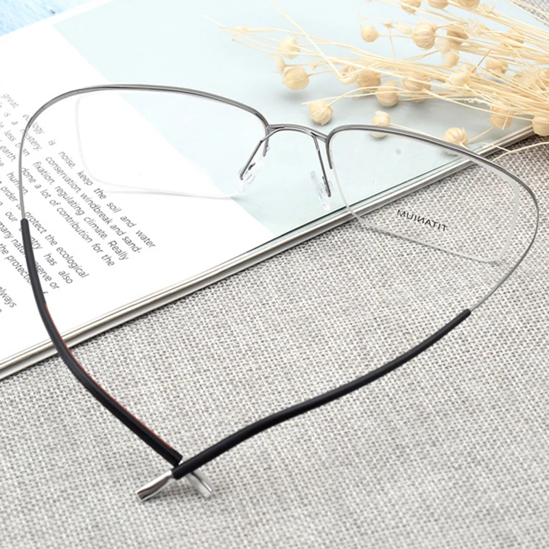 Pure Titanium Eyewear Men Glasses Frame with Prescription Optical Rimless Hyperopia Myopia Eyeglasses for Sight Progressive