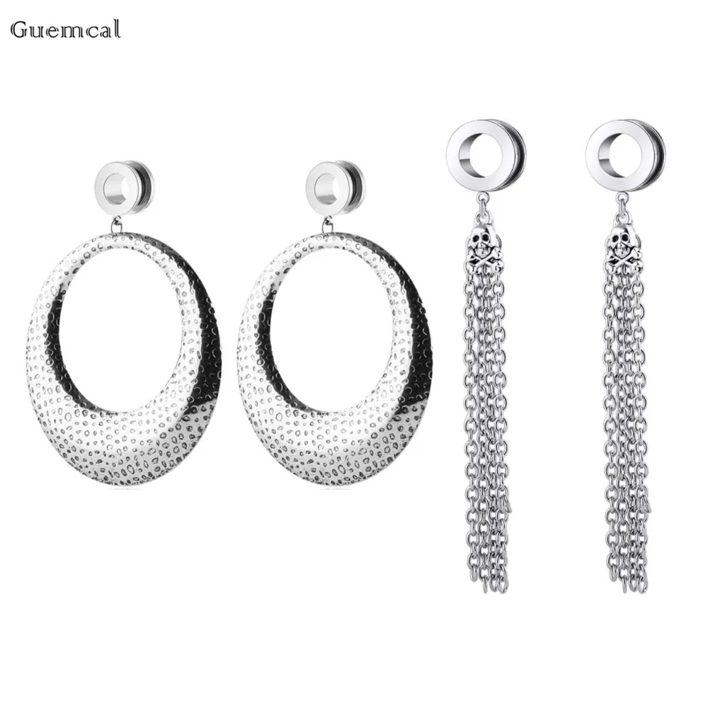 

Guemcal 2pcs Hot Sale Stainless Steel Circle Pulley Ear Expander 6mm-25mm Piercing Jewelry