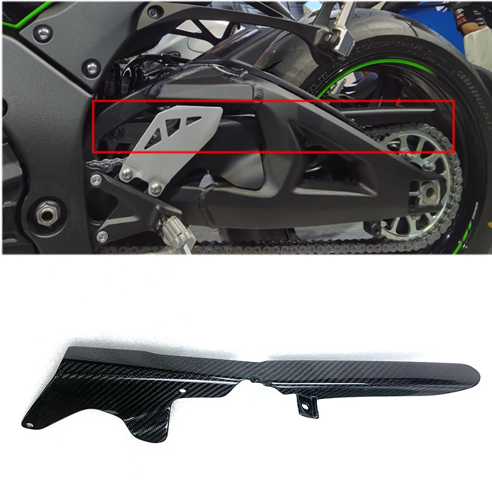 

For Kawasaki ZX-10R ZX10R ZX 10R Motorcycle Carbon Fiber Chain Guard Cycle Chain Protector 2016 2017 2018 2019 2020 2021