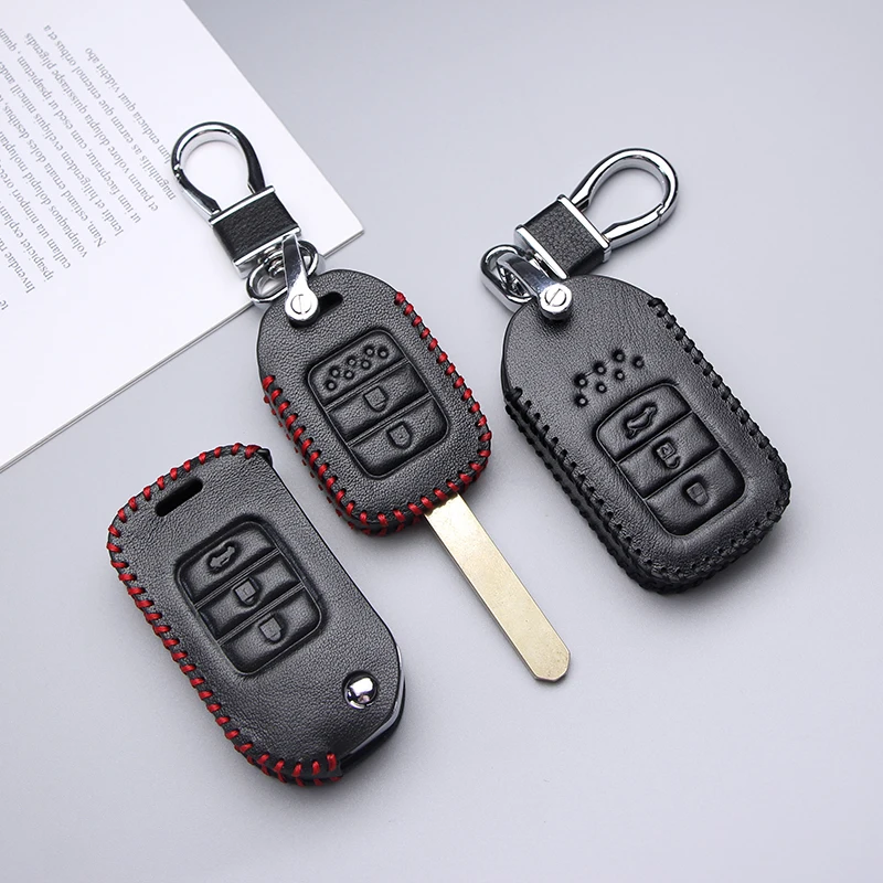 Genuine Leather Car Key Case Cover For HONDA Civic Spirior Accord City CRV Jazz HRV Anti-wear Protective Key Shell Car Styling