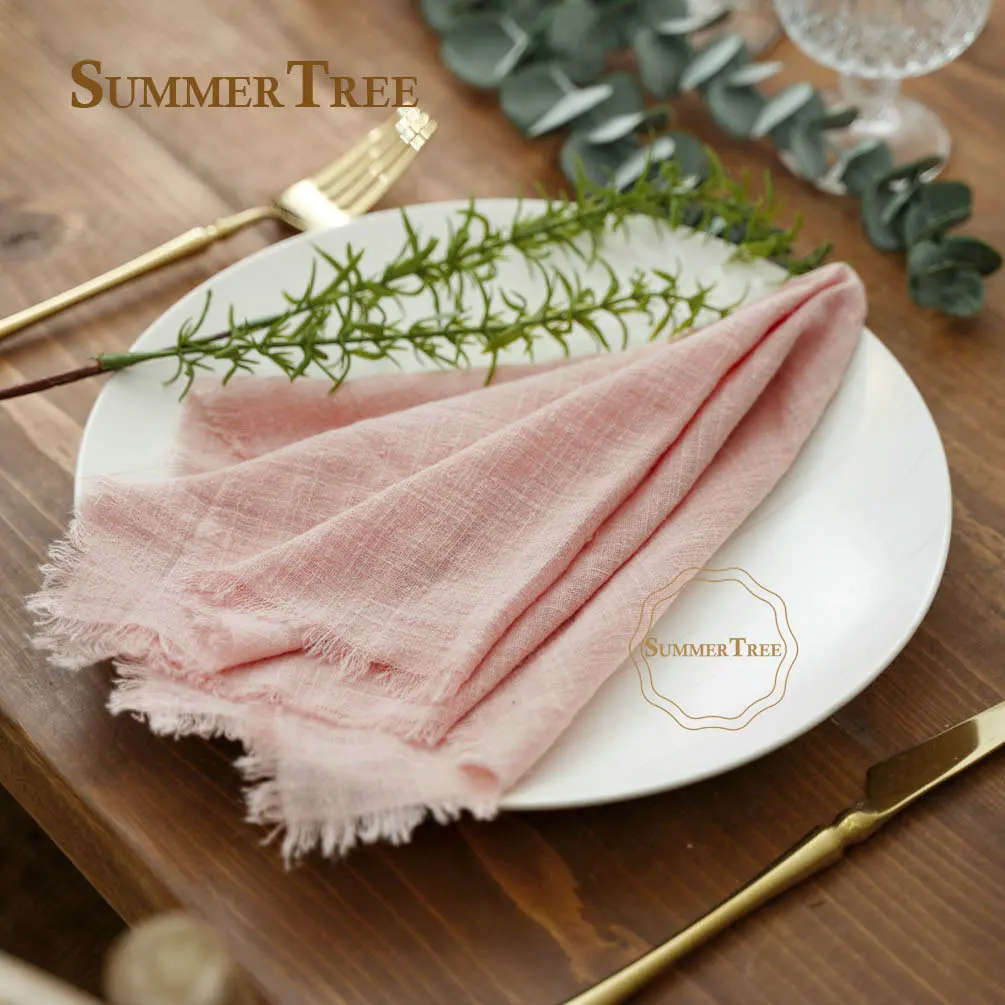 10pcs Retro Napkins 42x42cm Rustic Table Decoration Cotton Gauze Hanky Tea Towel Dining Place Mats Wedding Restaurant Supplies