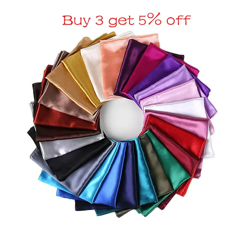 25Colors Hijab Women Silk Square Scarf  90*90cm Satin Scarves Solid Wraps Autumn Winter Luxury Satin Scarves Muslim Head Scarf