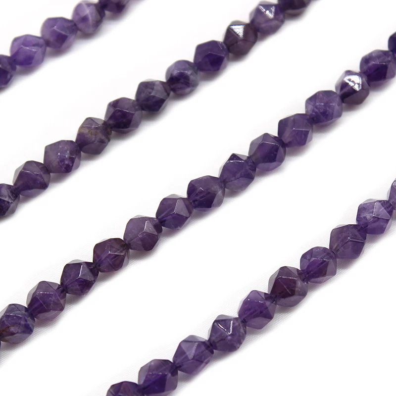 Natural Stone Beads Faceted Purple Amethysts Loose Spacer Beads  For Jewelry Making DIY Accessories Bracelet 15\'\'strand 6mm-10mm