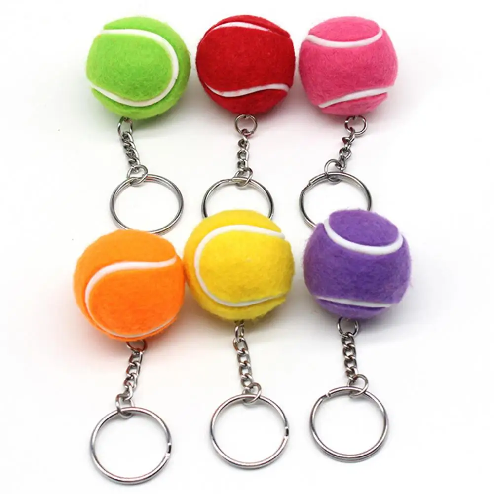 Porte-clés de Tennis doux, joli, Mini, Simulation floquée, Sport, balle de Tennis, pendentif, accessoire pour clés