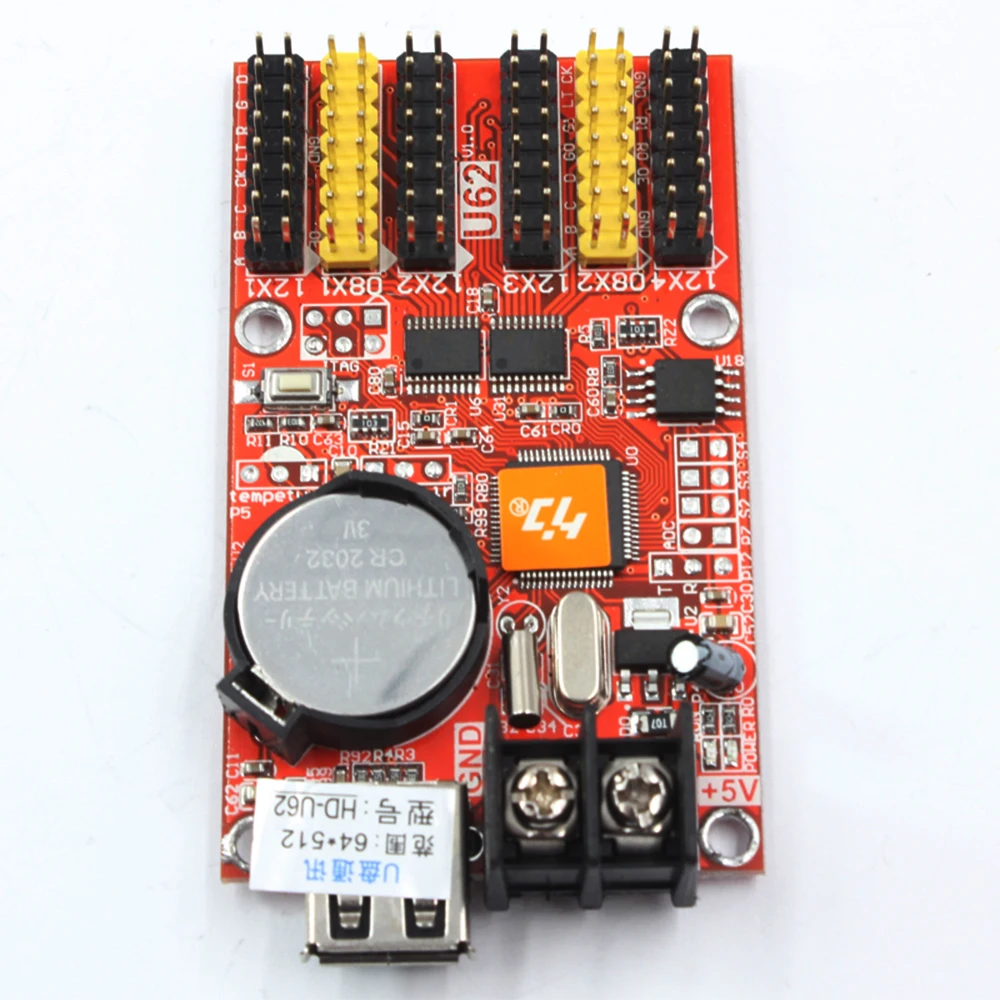 HD-U62 Scheda di controllo LED Huidu U-disk Scheda messaggi LED a colori singoli e doppi 2 * HUB08 Controller display LED 4 * HUB12 porte