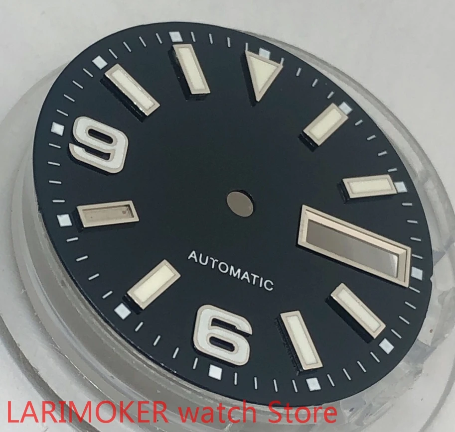 BLIGER 29mm tarcza podwójna data zielona Luminous dla NH36 zegarek z czujnikiem ruchu części czarna tarcza