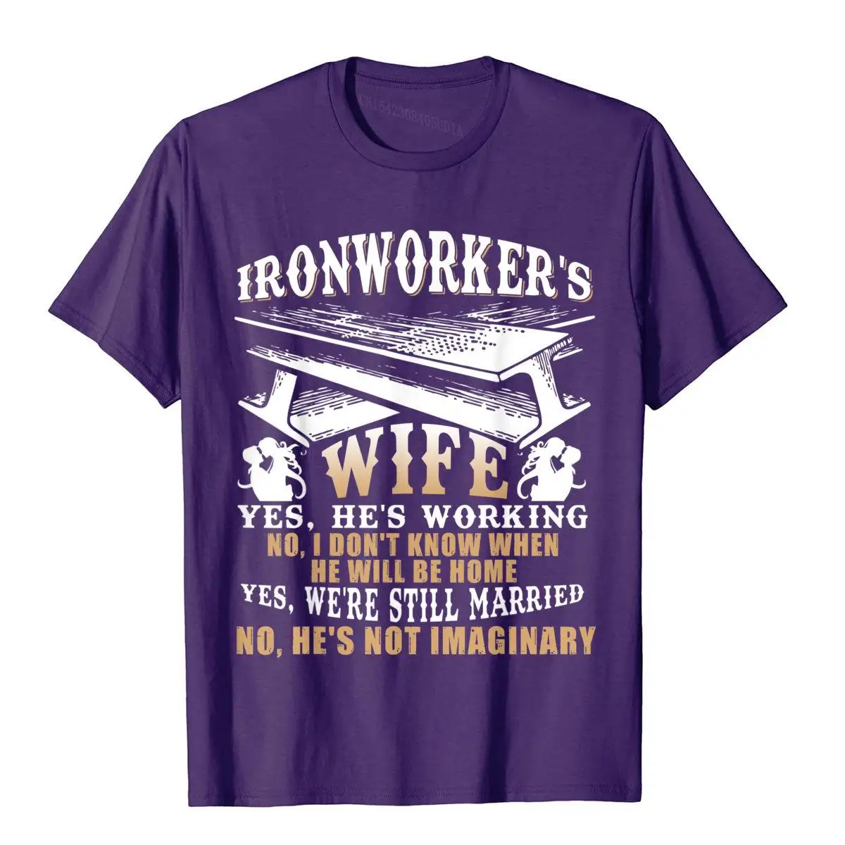 Ironworker's Wife T Shirt Ironworker Husband T Shirt Tops T Shirt Fitted Customized Cotton Men Top T-Shirts Printing