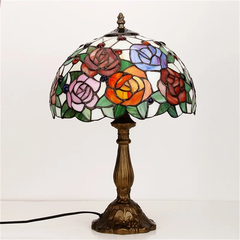 FAIRY Tiffany Table Lamp For Bedroom Contemporary Creative Flower Figure LED Light Home