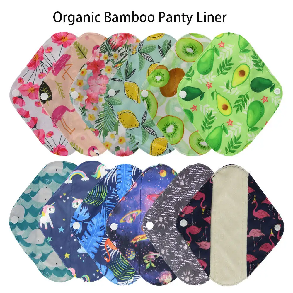 5Pcs Reusable Panty Liner Regular Flow Menstrual Pads Organic Bamboo Cloth Tampons Urinary Incontinence Sanitary Pads With Bag