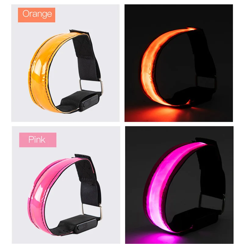 Brazalete LED ajustable para adultos, pulsera luminosa con luz de seguridad para correr, ciclismo, patinaje y Deportes