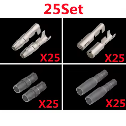 25/50/100sets 3.5 bullet terminal   car electrical wire connector diameter 3.5mm Female + Male + Case Cold press Crimp terminal - Image 7