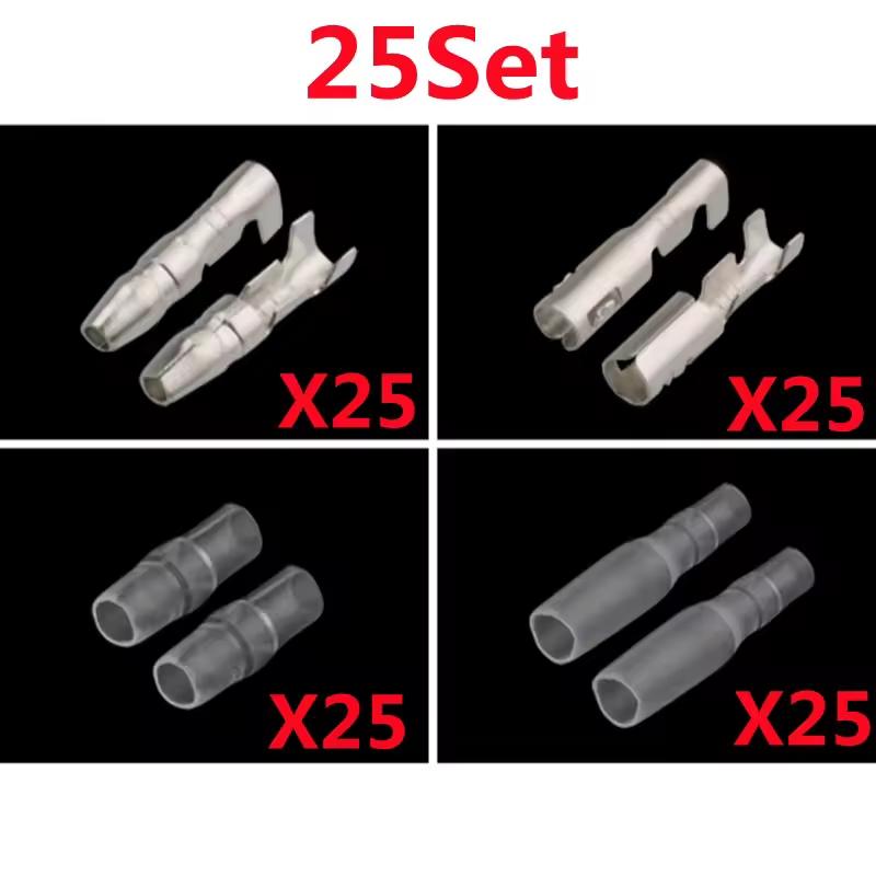 25/50/100sets 3.5 bullet terminal   car electrical wire connector diameter 3.5mm Female + Male + Case Cold press Crimp terminal - Image 7