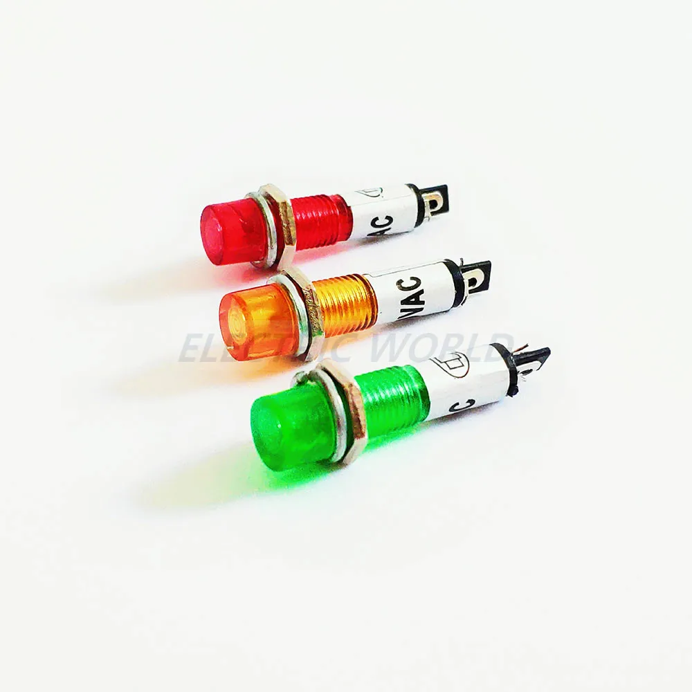 

plastic Indicator lights LED 7mm hole 5PCS waterproof Signal lamp 12V 24V 220v no wire power signal lamp LED indication