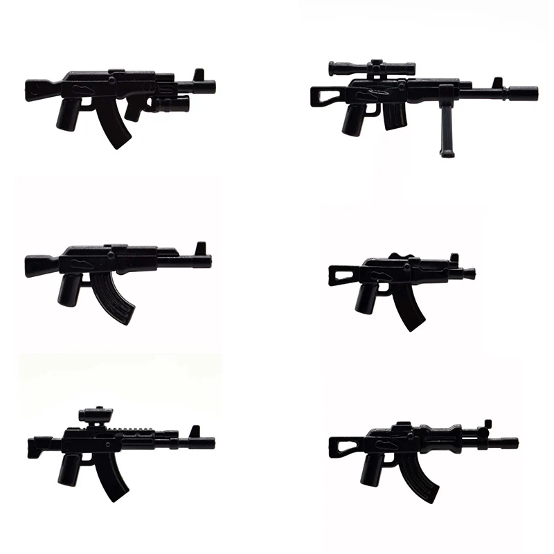 10 WW2 Military Guns for Minifig Hand-Held AK Series Rifle AKM MOC Weapons Guns Building Blocks Bricks Toys for Children