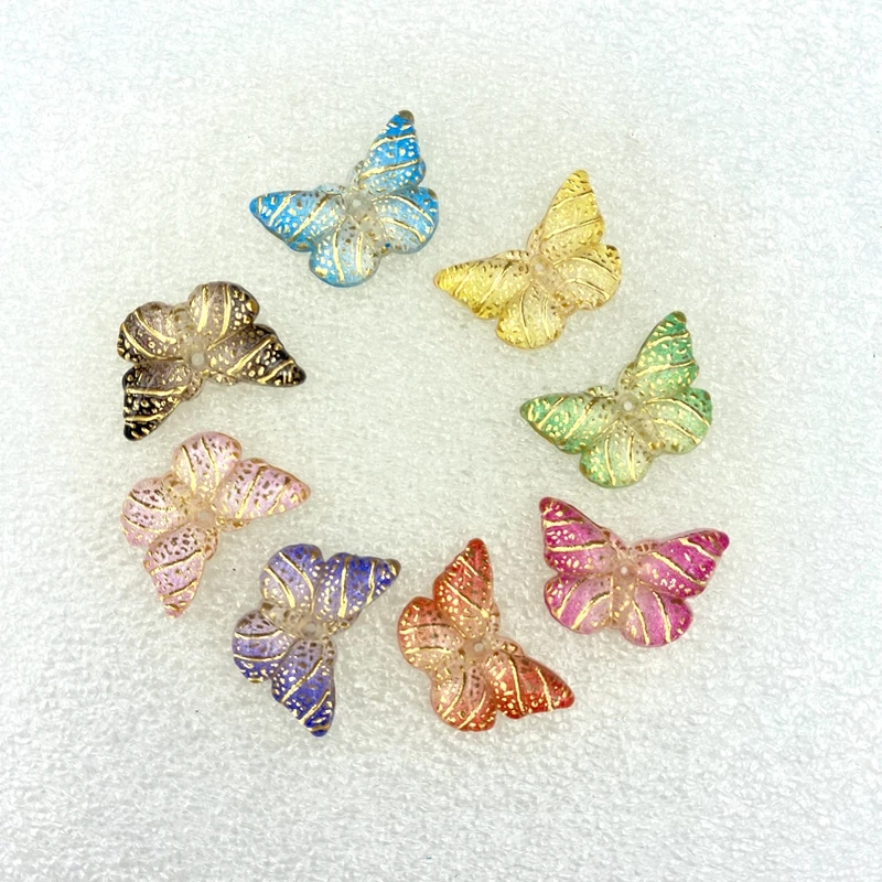 50pcs nuovo acrilico lucido colorato Mini farfalla Flatback Kawaii cabochon fai da te Scrapbook capelli archi centro