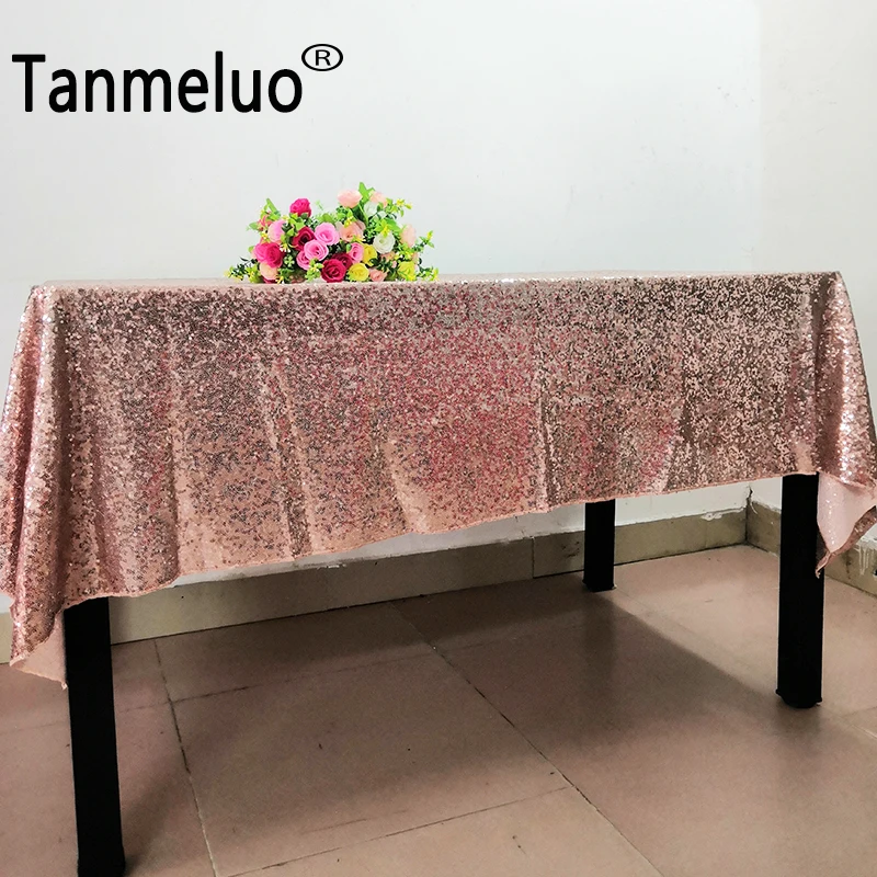 Glitter Sequin Table Cloth Overlay Rectangular Tablecloth Rose Gold Table Cover Wedding Party Baby Shower Birthday Decoration