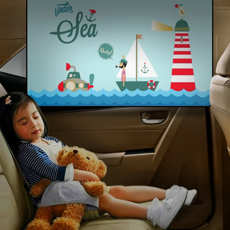 

Cute Sailboat Cartoon Car Sunshade Cover for Kids Side Window Rear Auto Sunshades Children's UV Protection