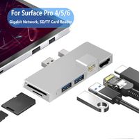 1PC Aluminum Alloy USB 3.0 Hub Docking Station USB SD/TF Card Reader Gigabit Network Converter For Microsoft Surface Pro 4/5/6