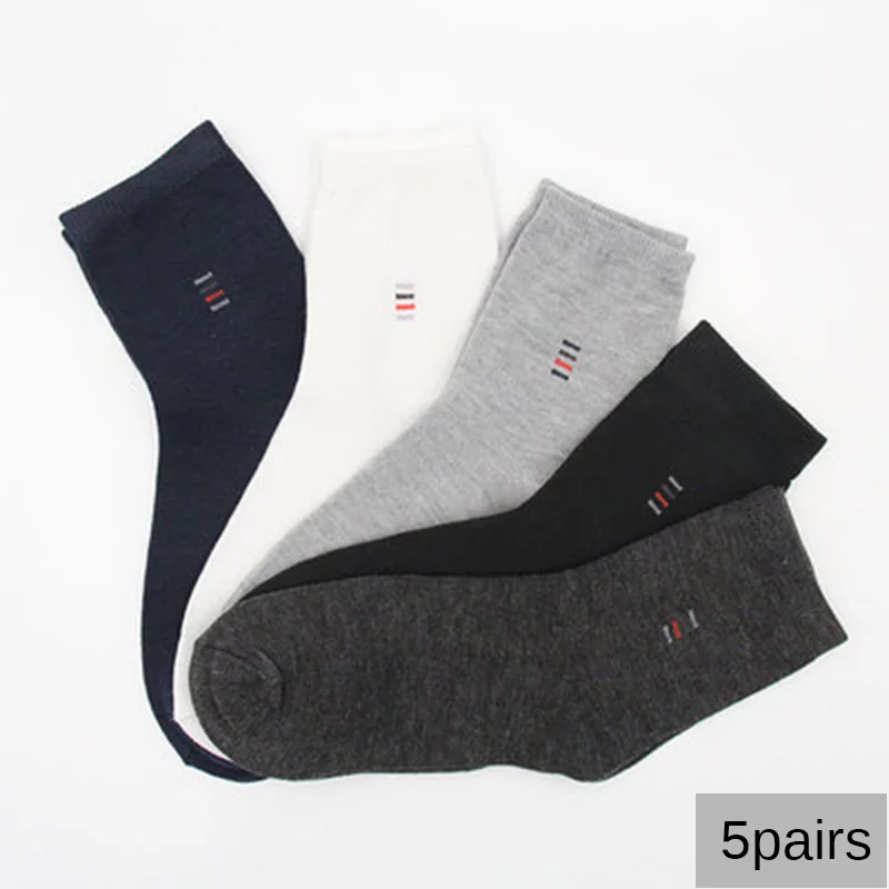 5 Pairs = 10 Pieces Of Men socks Fashion Business Brand Socks Men Solid Color High-Quality Breathable Cotton Casual Men Socks