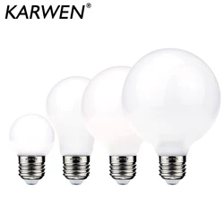 Żarówka LED typu Edison E27 3W 5W A60 G80 G95 G45 mleczna szklana bańka zimna/ciepła biała 110V-220V globus żarówka Lampada LED lampa