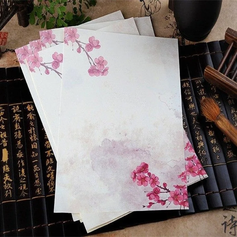 8pcs/lot Flower Pattern Writing Paper for Students Kids Notebook School Supplies Students Retro Letter Paper Stationery