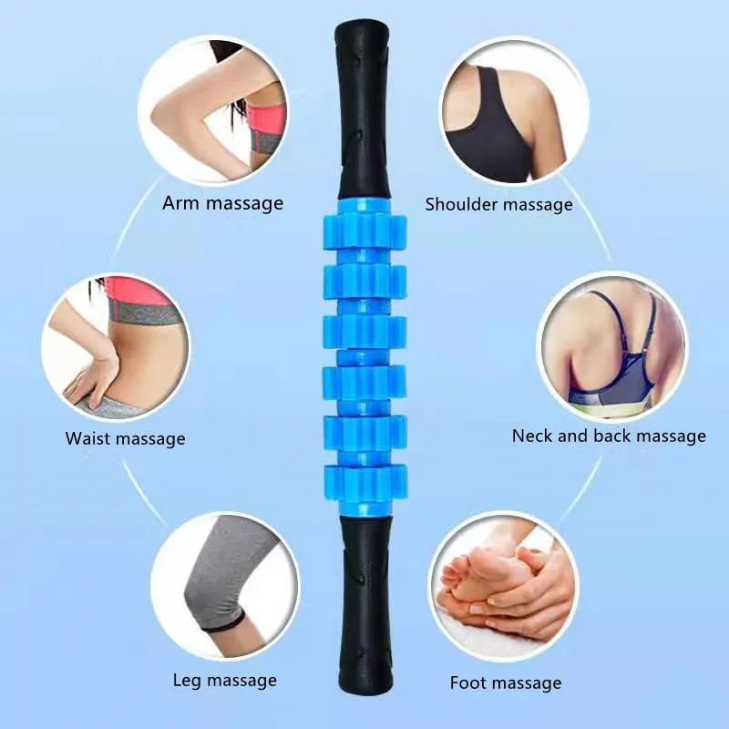 1pc Yoga Massage Roller Stick Muscle Relax Roller Tool Trigger Point Leg Arm 6-wheel Body Massage Stick Relieve Stress