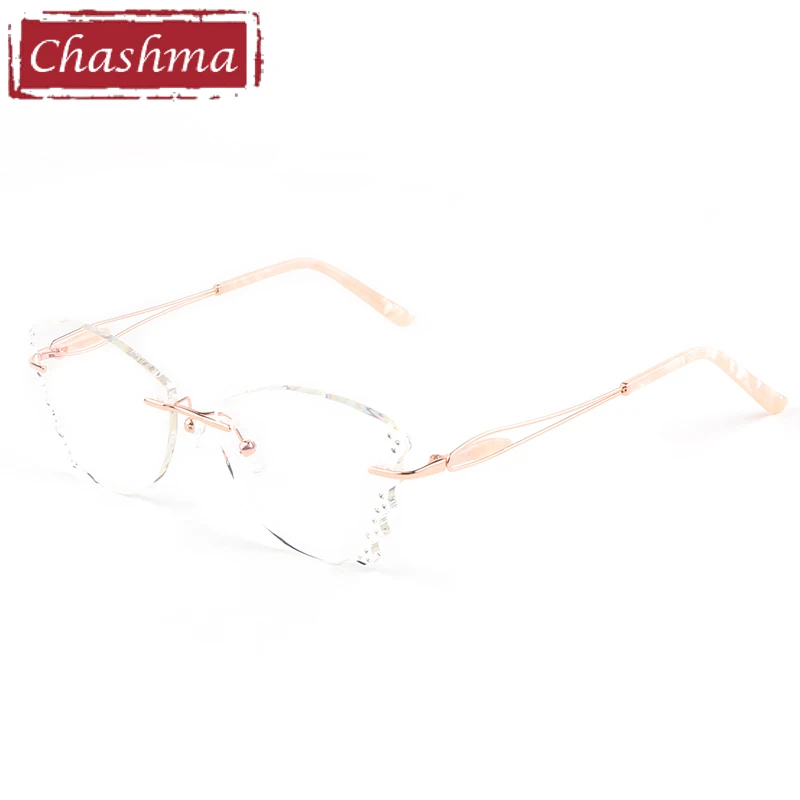Chashma Prescription Glasses Women Butterfly Style Fashion Rimless Eyeglasses Frames Titanium Diamond Trimmed Recipe Spectacles - Image 5