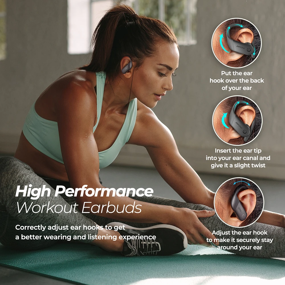 Mpow炎lite IPX7防水30hプレイタイムとワイヤレスbluetoothイヤホン低音イヤーフックイヤホンためジムスマートフォンイヤフォン