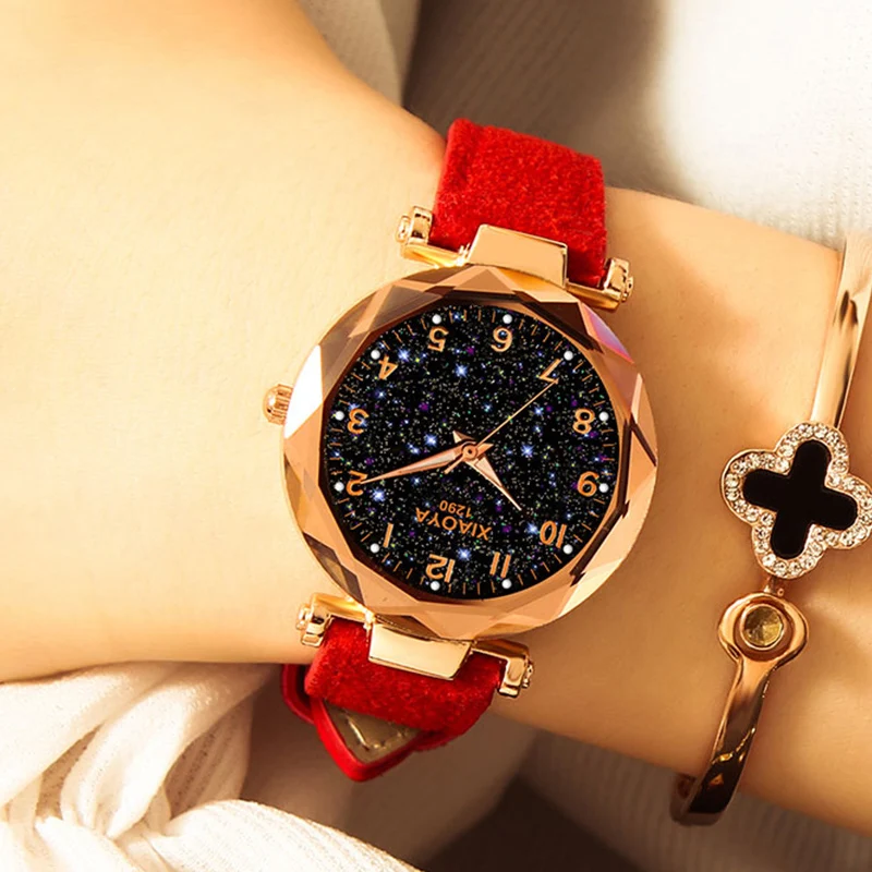 

Xiaoya Watches Fashion Women Watches Personality Romantic Starry Sky Watch Leather Band Quartz Watches Women reloje mujer