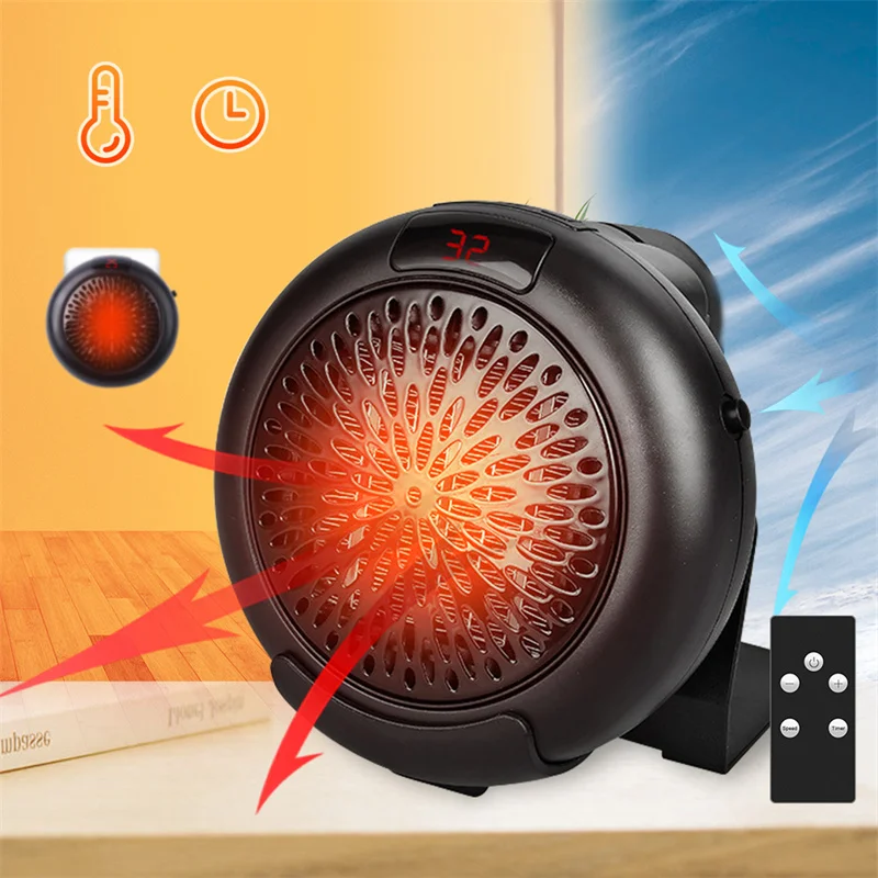 Fan Heaters Electric Mini Portable With Remote Fast Heat Thermostat Wall Mount Home Office Bedroom Room Warm Air Heater QN02