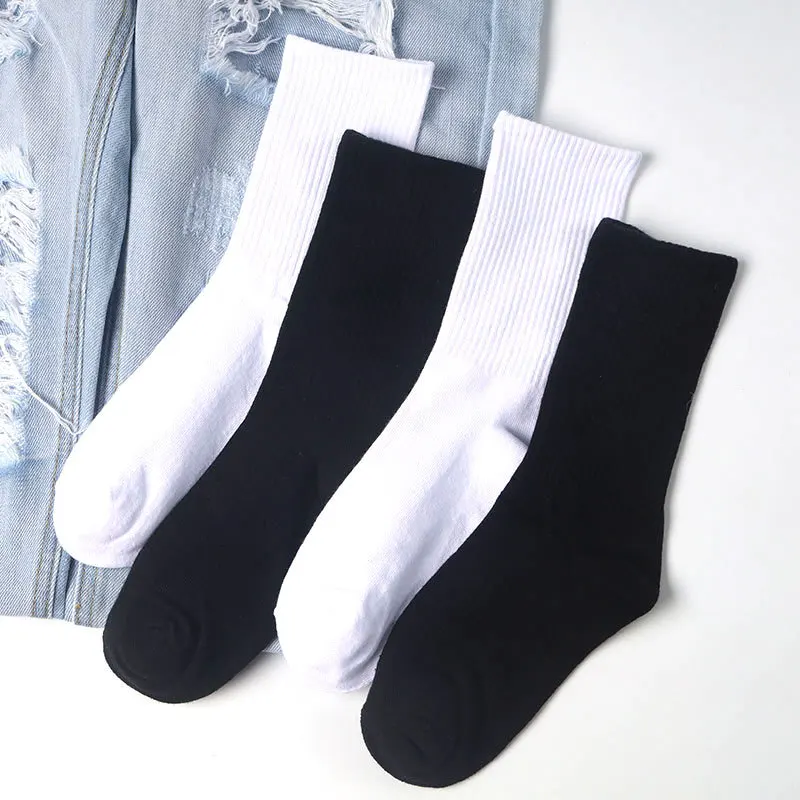 Men\'s Socks Cotton White Black Gray Breathable Long Crew Socks Hosiery Sport Solid Men High Tube Sock Business Classic Male