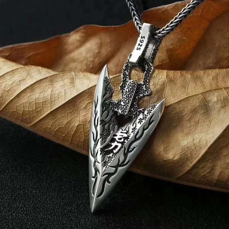 Original Design S925 Sterling Silver Arrowhead Pendant Men Real Silver Tradition Courage Arrow Pendant Male