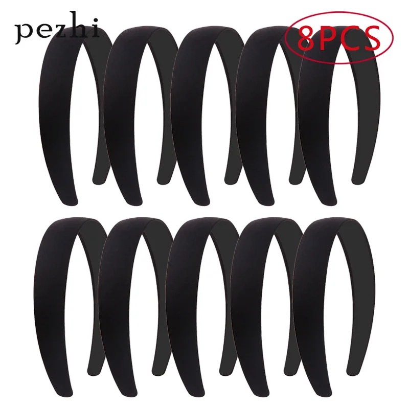 Diademas anchas simples para el cabello, accesorios para el cabello semiacabados, color negro, 4 piezas, 1,5 2 2,5 3 4cm