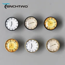 TENCHTWO Brass Crystal Clock Vintage Furniture Handles for Kitchen Wardrobe Dressing Cabinet Drawer Knobs And Wall Clothes Hook