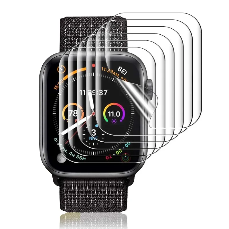 For Apple Watch Series9 8 7 6 5 4 Soft Protective Film 41 45 38 40 42 44 mm Full Cover Transparent Sticker Screen Protector Film