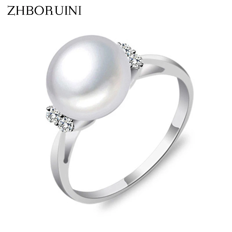 

ZHBORUINI Fashion Pearl Ring Pearl Jewelry Natural Freshwater Pearl 925 Sterling Silver Jewelry Rings For Women Wedding Gift