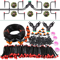 13CM Drip Irrigation System 1/4'' Hose Adjustable Sprinkler Kit 4-Way Micro Watering Flow for Garden Flowers Vegetables