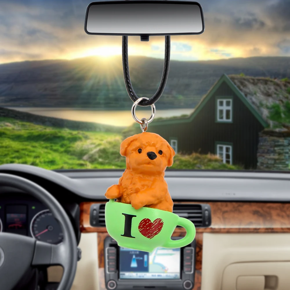 

Car Pendant Rearview Mirror Decoration Creative Dog Auto Lovely Dog Hanging Ornament Automobiles Interior Accessories Decor Gift