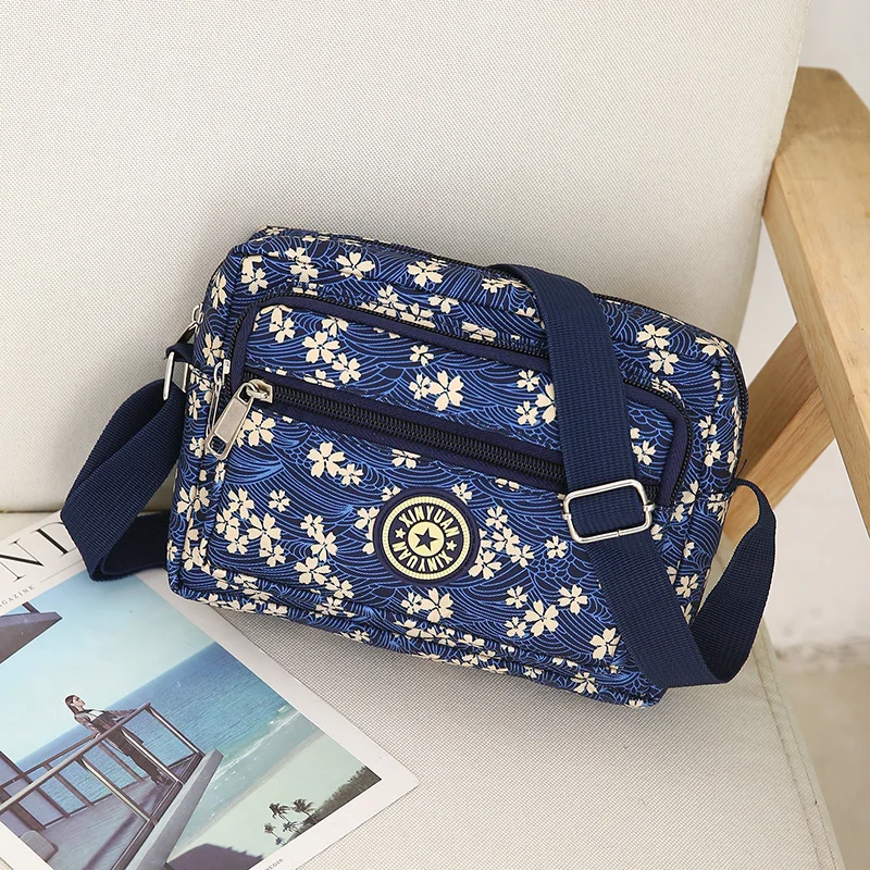 Women Handbags Waterproof Nylon Crossbody Messenger Bag High Quality Diagonal Shoulder Bag Floral Print Small Bag Collect Wallet