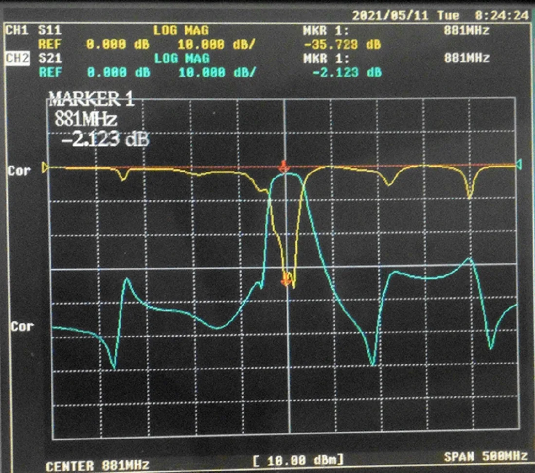 881MHz CDMA800 special ceramic medium bandpass filter, pass band 868-895MHz